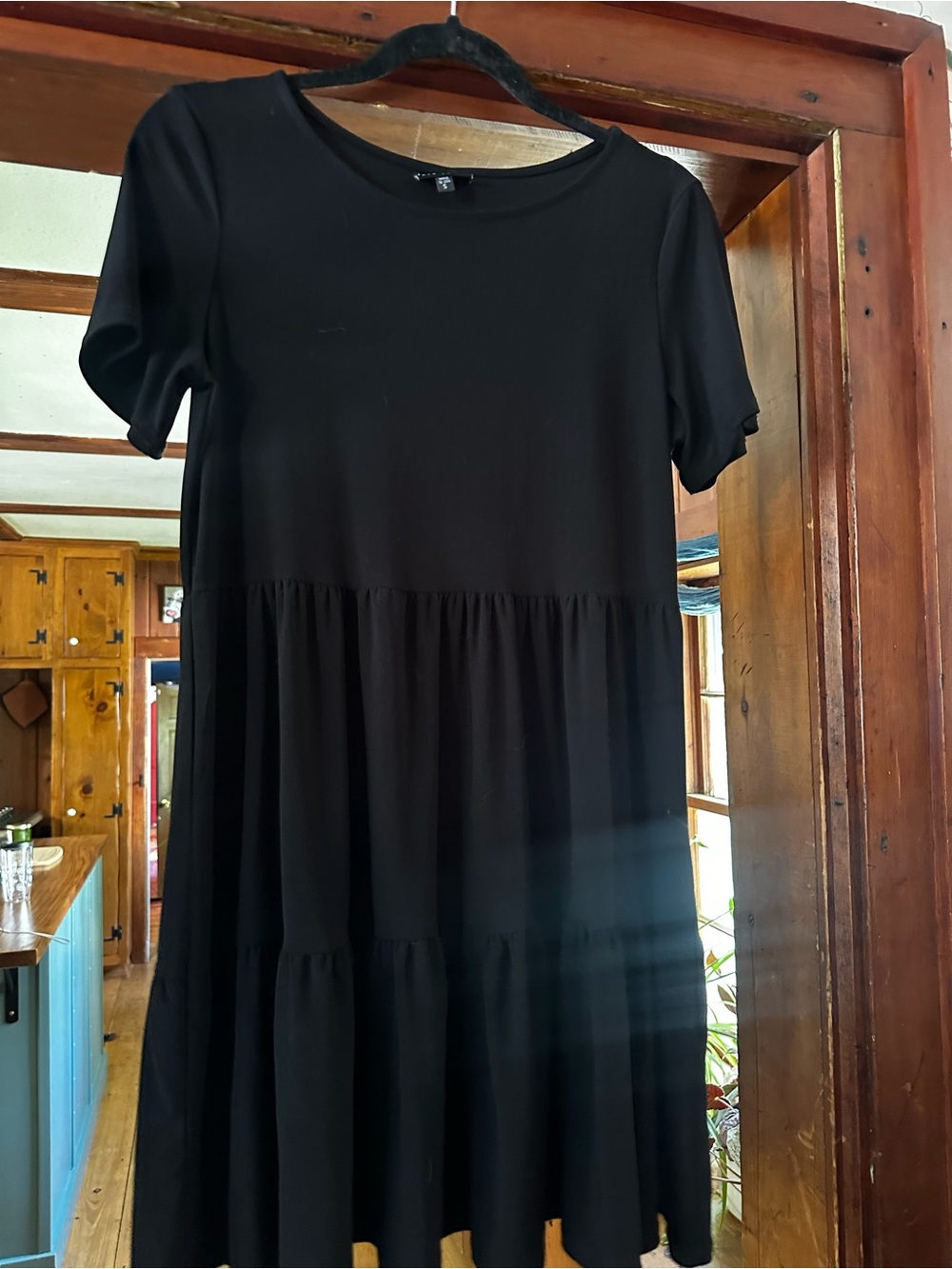 Nicole Miller Black Tiered Short-Sleeve Mini Dress